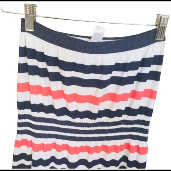 ARDENE Stripe Bandeau Strapless Maxi Dress Navy Blue Size XS - Picture 8 of 9